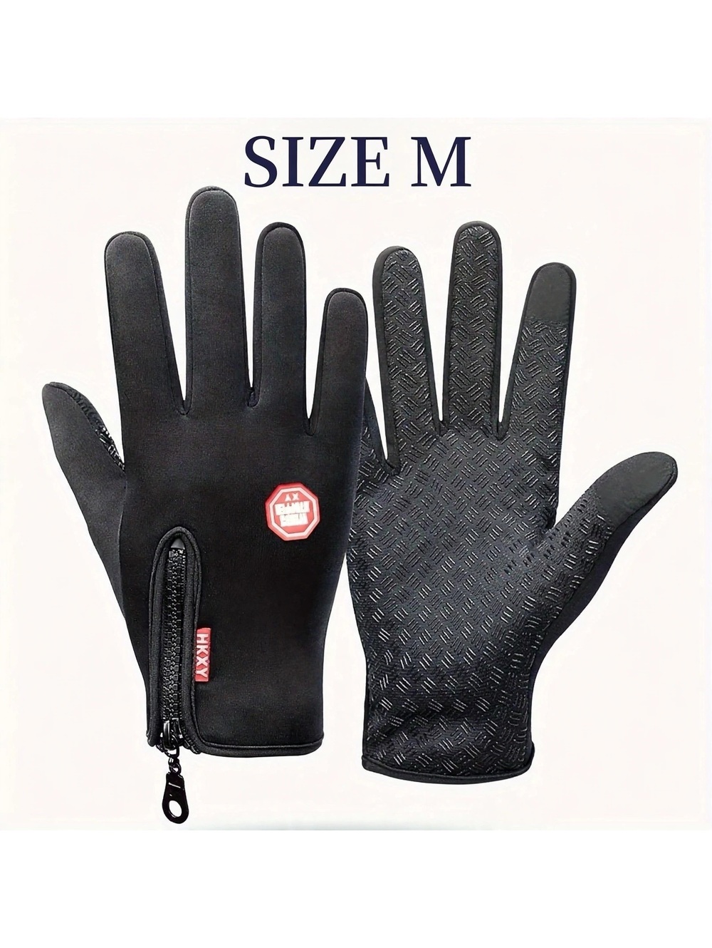 Black Touchscreen Winter Gloves – Warm Anti-Slip Thermal Gloves, Size M